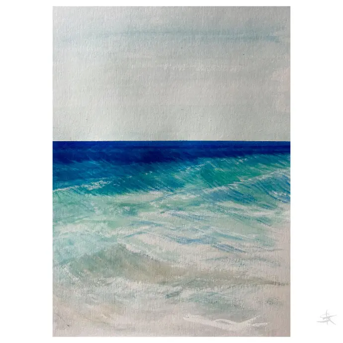 Orizzonte II - Dietro il nastro blu / Watercolour / gerahmt Passepartout 30x40 /24x30 / UNIKAT KalmanfiArt - Galerie Cilento