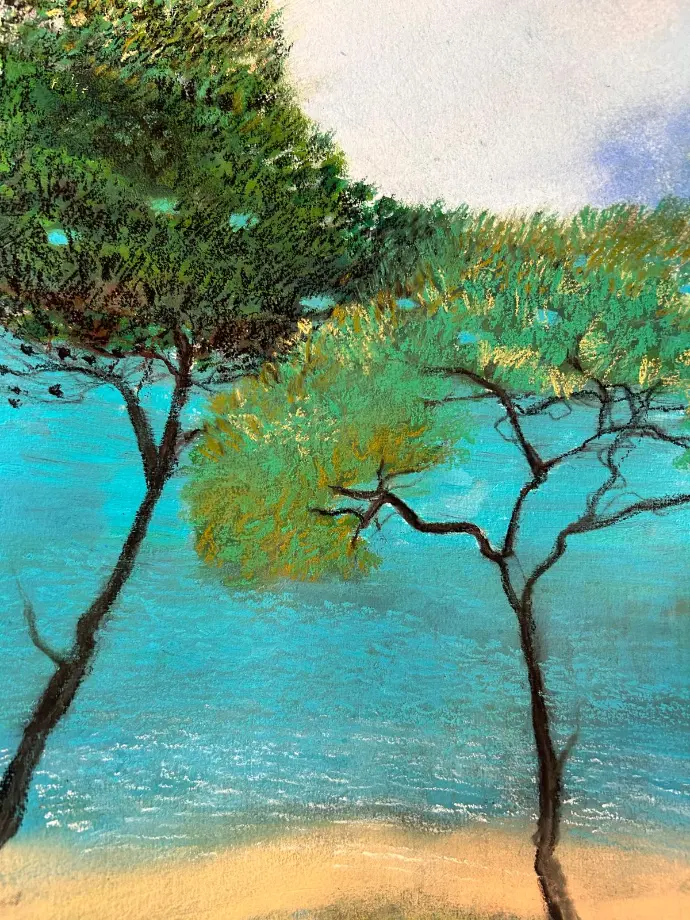 Luce del mare - Pastel - 30x40 - Passepartout-framed - UNIKAT Sonja Kalmanfi - Galerie Cilento