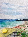 La vista sul mare / Castellabate - Watercolour mixed 24x30 - 30x40 - Passepartouthülle - UNIKAT Sonja Kalmanfi - Galerie Cilento