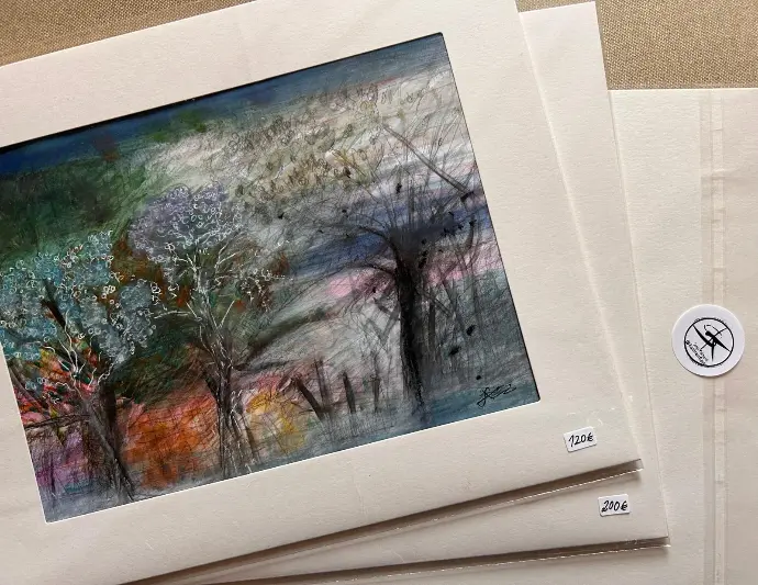 Giardino - Watercolour/30x21 - Passepartouthülle 30x24 - Unikat - Kalmanfi.Art - small work