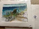 Ascea - Cilento coast - Watercolour/Pastel 30x21 - Passepartouthülle 30x24 - Unikat - Kalmanfi.Art