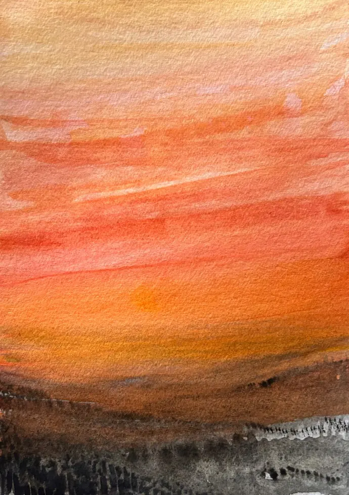 Watercolour - Serie: Quiet landscape - Alba (Rutino) - 12x17 cm - Hahnemühle Britannia paper - 300 gr - Passepartouthülle 18x13 -Unikat - small work