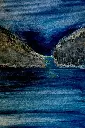 Watercolour - Serie: Quiet landscape - Notte (Palinuro) - 12x17 cm - Hahnemühle Britannia paper - 300 gr - Passepartouthülle 13x18 -Unikat - small work