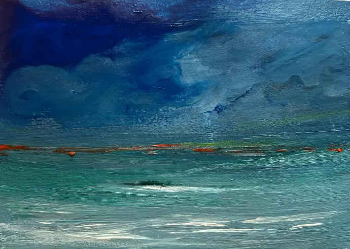 Serie: Mare 2025 - Acrylic on paper - 17x12 cm - Hahnemühle Britannia paper - 300 gr - Passepartouthülle 18x13 -Unikat - small work