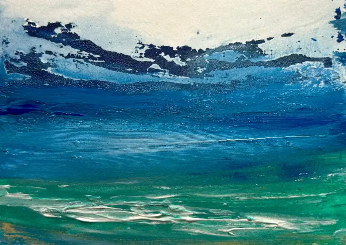 Serie: Mare 2025 - Acrylic on paper - 17x12 cm - Hahnemühle Britannia paper - 300 gr - Passepartouthülle 18x13 -Unikat - small work