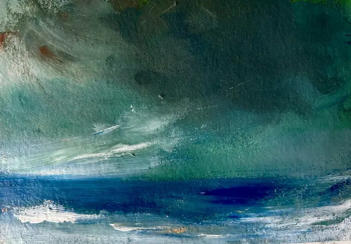 Serie: Mare 2025 - Acrylic on paper - 17x12 cm - Hahnemühle Britannia paper - 300 gr - Passepartouthülle 18x13 -Unikat - small work