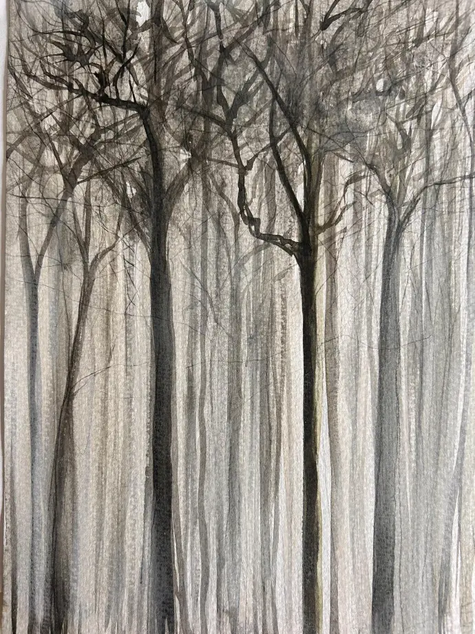 Aquarell - Inverno (Bosco Laurino Cilento) - 21x30 /  in Passepartouthülle / UNIKAT KalmanfiArt - Galerie Cilento
