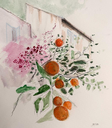 Aquarell - Zeichnung / Titel: Piccole vie II - Acciaroli / 24x32 Passepartout UNIKAT KalmanfiArt - Galerie Cilento