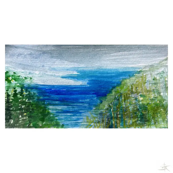 Postcard, Aquarell, 21x10,5, Unikat, Hahnemühle "Burgund" 250g / 2024 "Palinuro" UNIKAT