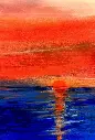 Gemälde - Titel: Sole rosso di Paestum / Acrylic on paper / gerahmt 21x30 (HALBE) / UNIKAT KalmanfiArt - Galerie Cilento