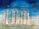 Gemälde / Pastel painting - Titel: Athena Paestum / HALBE Rahmen 70x50 / UNIKAT KalmanfiArt - Galerie Cilento - Art New York Magazin