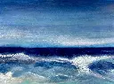 Blu all´orizzonte - Pastel on paper - 30x21 framed HALBE - UNIKAT Sonja Kalmanfi, Galerie Cilento