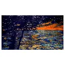 Notte d'estate - Acrylic on paper - Passepartout 40x30 /30x18 - UNIKAT Kalmanfi.Art - Galerie Cilento