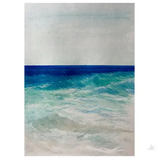 Orizzonte II - Dietro il nastro blu / Watercolour / gerahmt Passepartout 30x40 /24x30 / UNIKAT KalmanfiArt - Galerie Cilento