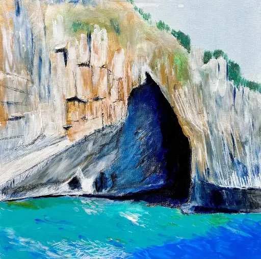 Grotta delle Ciavole / Capo Palinuro -Cilento National Park - UNESCO World cultural heritage - Acrylic on canvas, 40x40 UNIKAT Sonja Kalmanfi, Galerie Cilento
