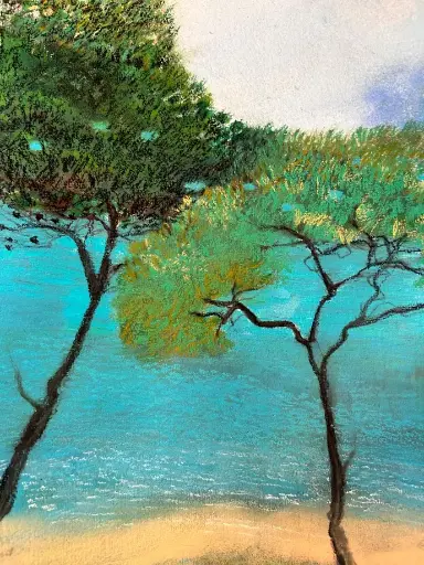 Luce del mare - Pastel - 30x40 - Passepartout-framed - UNIKAT Sonja Kalmanfi - Galerie Cilento