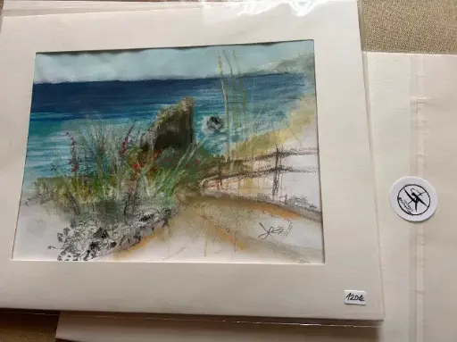Ascea - Cilento coast - Watercolour/Pastel 30x21 - Passepartouthülle 30x24 - Unikat - Kalmanfi.Art