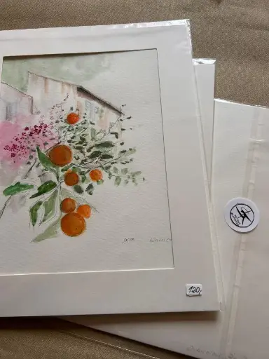 Piccoli sentieri - Cilento - Watercolour 21x30 - Passepartouthülle 24x30 - Unikat - Kalmanfi.Art