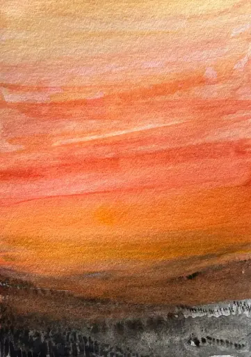 Watercolour - Serie: Quiet landscape - Alba (Rutino) - 12x17 cm - Hahnemühle Britannia paper - 300 gr - Passepartouthülle 18x13 -Unikat - small work