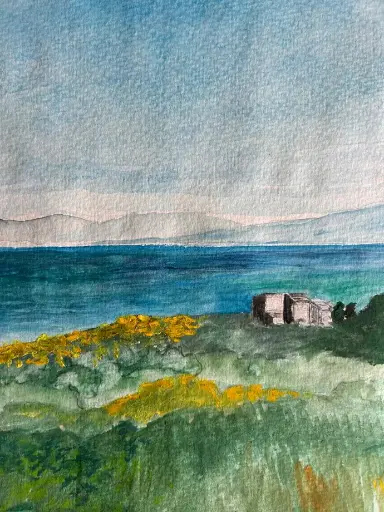 Aquarell - Trentova Cilento - 24x32 / 40x30 in Passepartouthülle / UNIKAT KalmanfiArt - Galerie Cilento