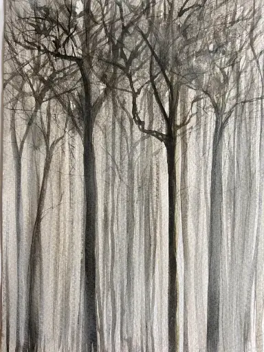 Aquarell - Inverno (Bosco Laurino Cilento) - 21x30 /  in Passepartouthülle / UNIKAT KalmanfiArt - Galerie Cilento