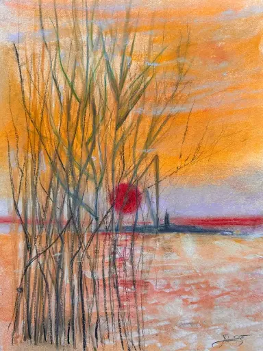 Pastello - Punta Licosa - 21x30 /  in Passepartouthülle / UNIKAT KalmanfiArt - Galerie Cilento
