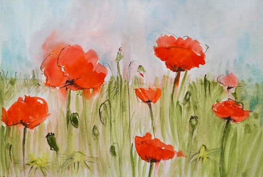 Aquarell / Parco Nationale del Cilento II / Passepartouthülle A4 / UNIKAT KalmanfiArt - Galerie Cilento