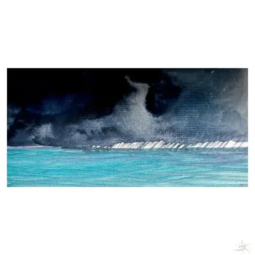 Postcard, Aquarell, 21x10,5, Unikat, Hahnemühle "Burgund" 250g / 2024 "Pioggia" Case del Conte UNIKAT