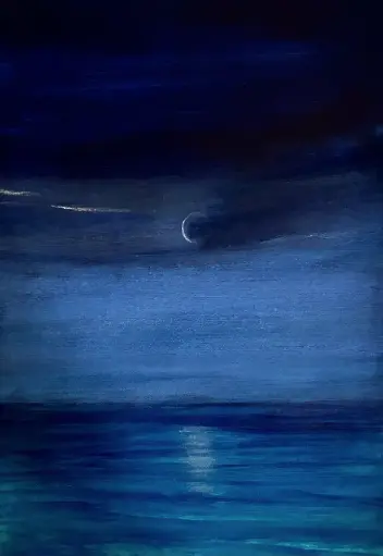 Gemälde - Titel: La Luna / Acryl on paper / gerahmt 30x21 (HALBE) / UNIKAT KalmanfiArt - Galerie Cilento