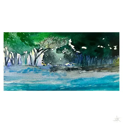 Postcard, Aquarell, 21x10,5, Unikat, Hahnemühle "Burgund" 250g / 2024 "Paradiso Punta Licosa" UNIKAT