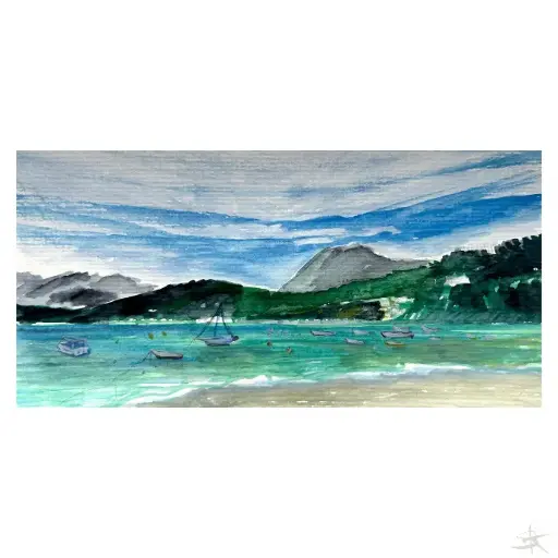 Postcard, Aquarell, 21x10,5, Unikat, Hahnemühle "Burgund" 250g / 2024 "Palinuro" Unikat