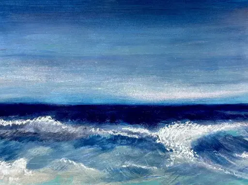 Blu all´orizzonte - Pastel on paper - 30x21 framed HALBE - UNIKAT Sonja Kalmanfi, Galerie Cilento