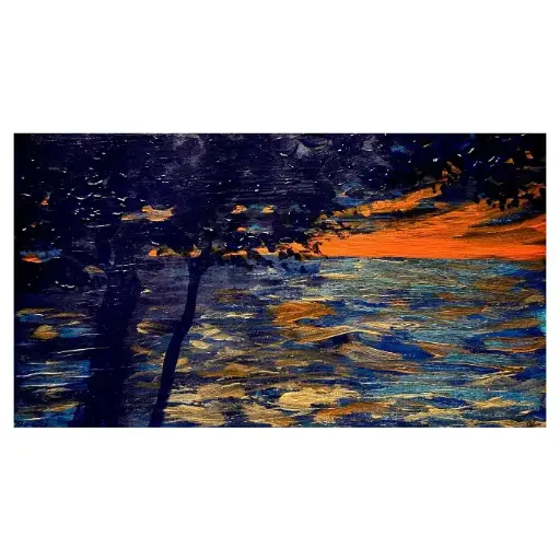 Notte d'estate - Acrylic on paper - Passepartout 40x30 /30x18 - UNIKAT Kalmanfi.Art - Galerie Cilento