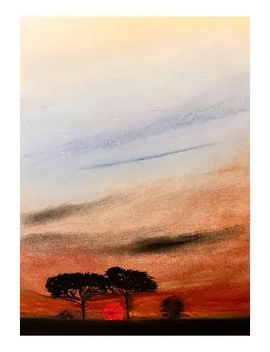 Tramonto - Templi di Paestum - Pastel - HALBE framed 40x50 - UNIKAT Kalmanfi.Art - Galerie Cilento